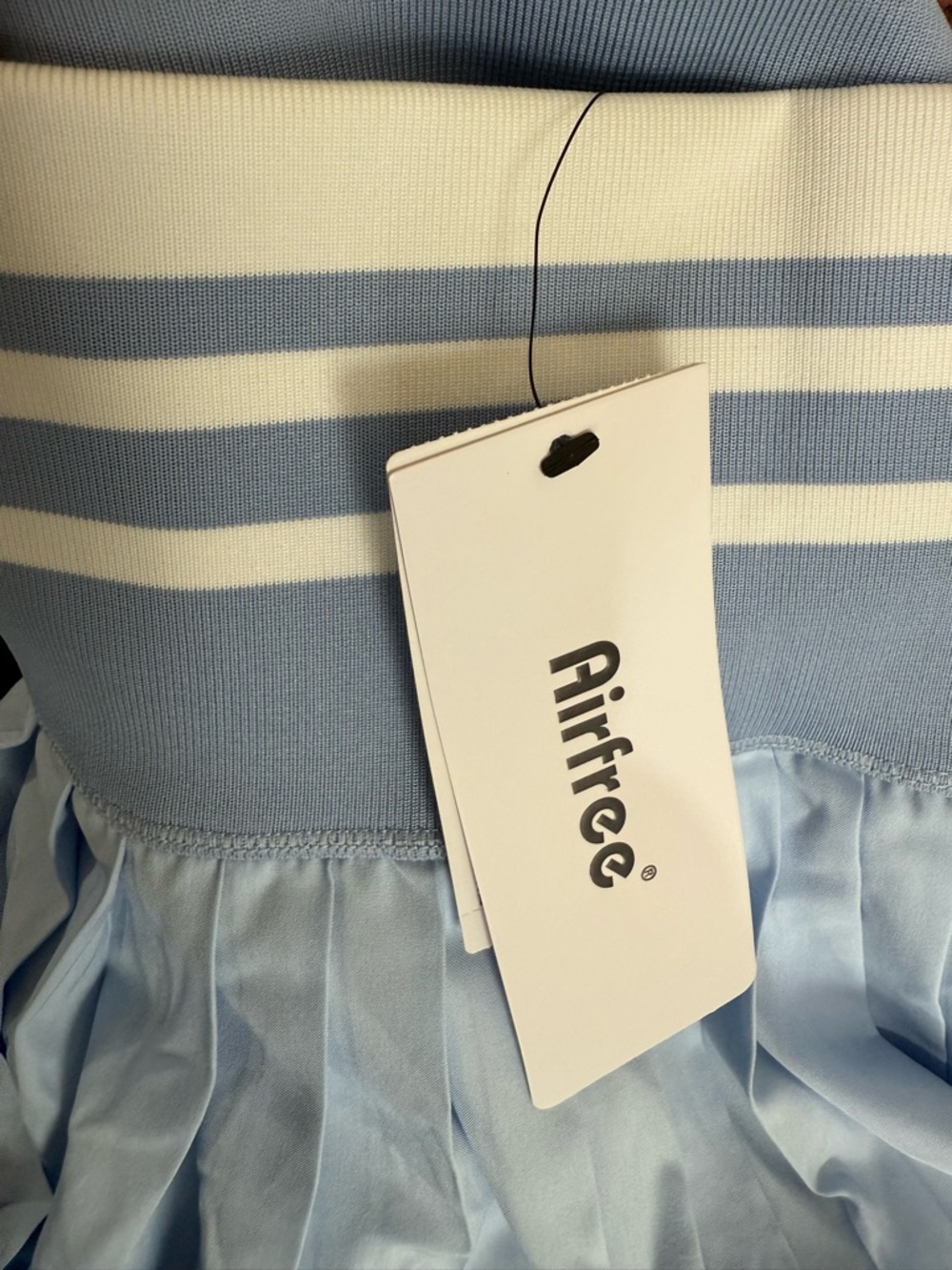 AIRFREE ight Blue Pleated Skater Skirt with Striped Waistband - Picture 2 of 6